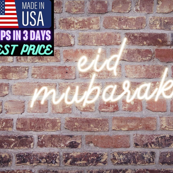 Eid Mubarak letrero de neón personalizado, diseño de interiores usa letrero de neón personalizado, decoración de fiesta Eid para el hogar LED, letrero de decoración de Ramadán Mubarak