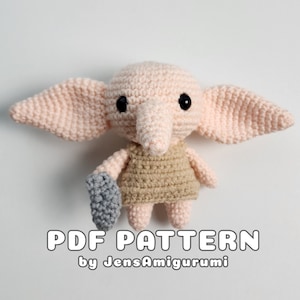 Wzór szydełkowy na Dobby'ego Skrzata Domowego | Tylko wzór | Angielski | Natychmiastowe pobranie pliku PDF | Amigurumi