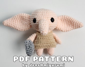 Patrón de crochet de Dobby el elfo doméstico / Solo patrón / Inglés / Descarga digital instantánea en PDF / Amigurumi