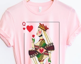 Vintage Queen of Hearts Graphic T- Shirt for Women, Oversized Style Women's Shirt, Feminist Tee, Playing Cards, Gift For Her
