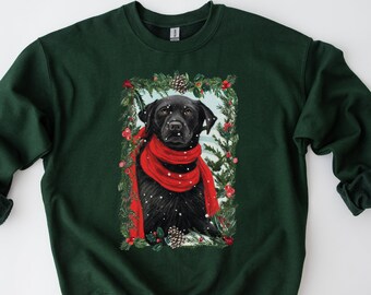 Black Lab Christmas Sweater, Unisex Labrador Sweatshirt, Gift For Lab Owner, Dog Lover Crewneck