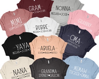 Personalized Grandma Shirt, Nana TShirt, Custom Memaw Gift, Christmas Gift for Oma, Customized Mother's Day Shirt, Grandchildren Names