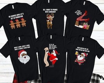 Black Santa Claus Christmas Pajamas, Matching Family Christmas Pajamas, Holiday Pajamas, Christmas PJs Family, Brown Santa Christmas Shirts