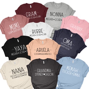 Personalized Grandma Shirt, Nana TShirt, Custom Memaw Gift, Christmas Gift for Oma, Customized Mother&#39;s Day Shirt, Grandchildren Names