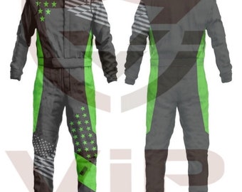 Hand/Machine Made Go Kart Racing Suit ,Made To Order, Digital Printed level 2 Customizable suit Name/Number/Flag/Your Own Sponsors,