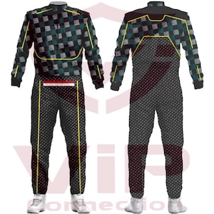 Traje de carreras de karts hecho a mano o a máquina, hecho a pedido, traje personalizable de nivel 2 con impresión digital, nombre, número, bandera y sus propios patrocinadores.