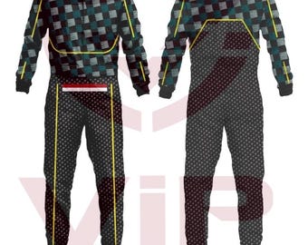 Hand/Machine Made Go Kart Racing Suit ,Made To Order, Digital Printed level 2 Customizable suit Name/Number/Flag/Your Own Sponsors,