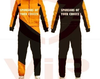 Hand/Machine Made Go Kart Racing Suit ,Made To Order, Digital Printed level 2 Customizable suit Name/Number/Flag/Your Own Sponsors,