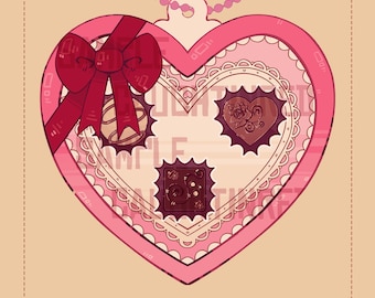 Chocolate Heart Box Shaker Keychain 3"