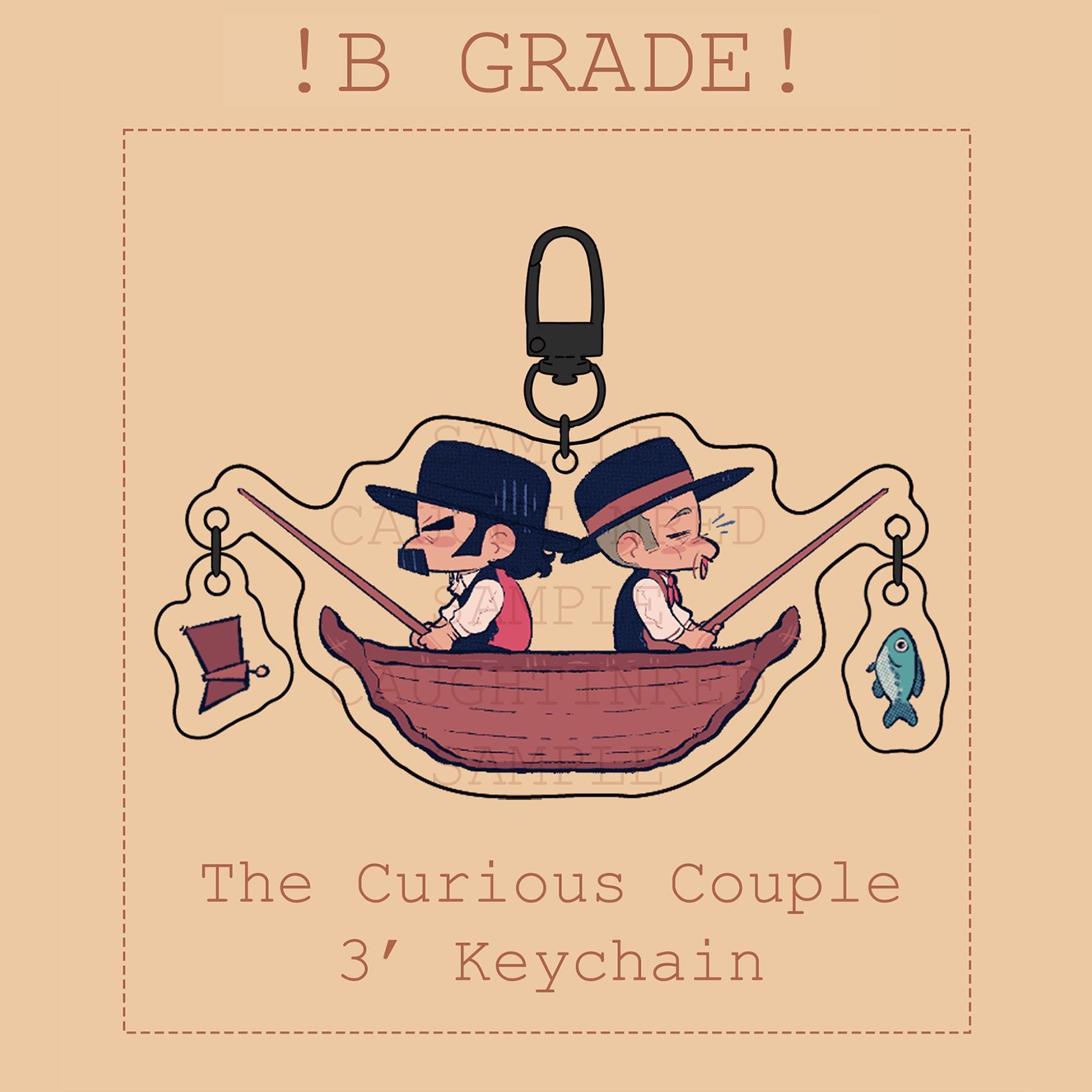 B GRADE QUALITY Curious Couple 3 Piece Dangling Keychain 3"