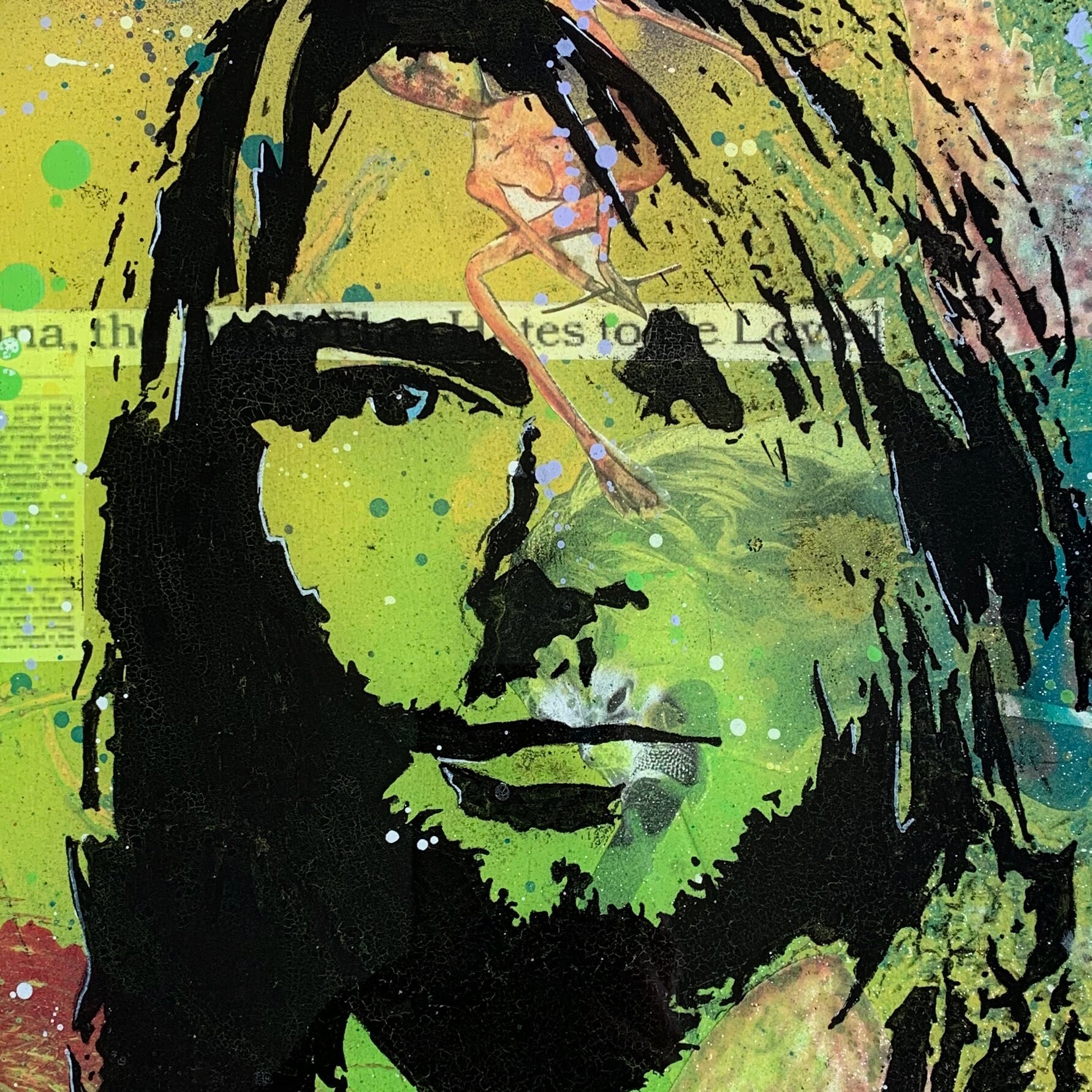 Kurt Cobain Nirvana Mixed Media Spray Paint Acrylic Etsy
