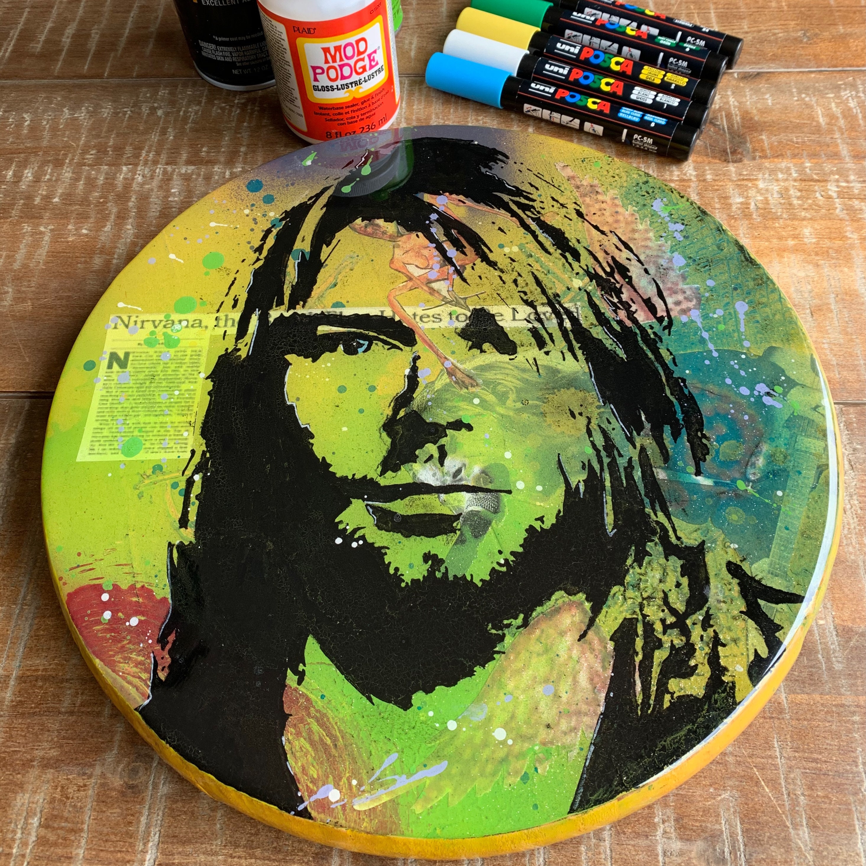 Kurt Cobain Nirvana Mixed Media Spray Paint Acrylic Etsy