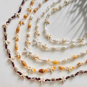 Starfish and Conch Shells Choker, Unisex Choker Shell Necklace Adjustable, Starfish Shells Summer Beach Jewelry, Star Boho Shell Accessories