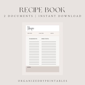 Printable Recipe Template | Instant Digital Download