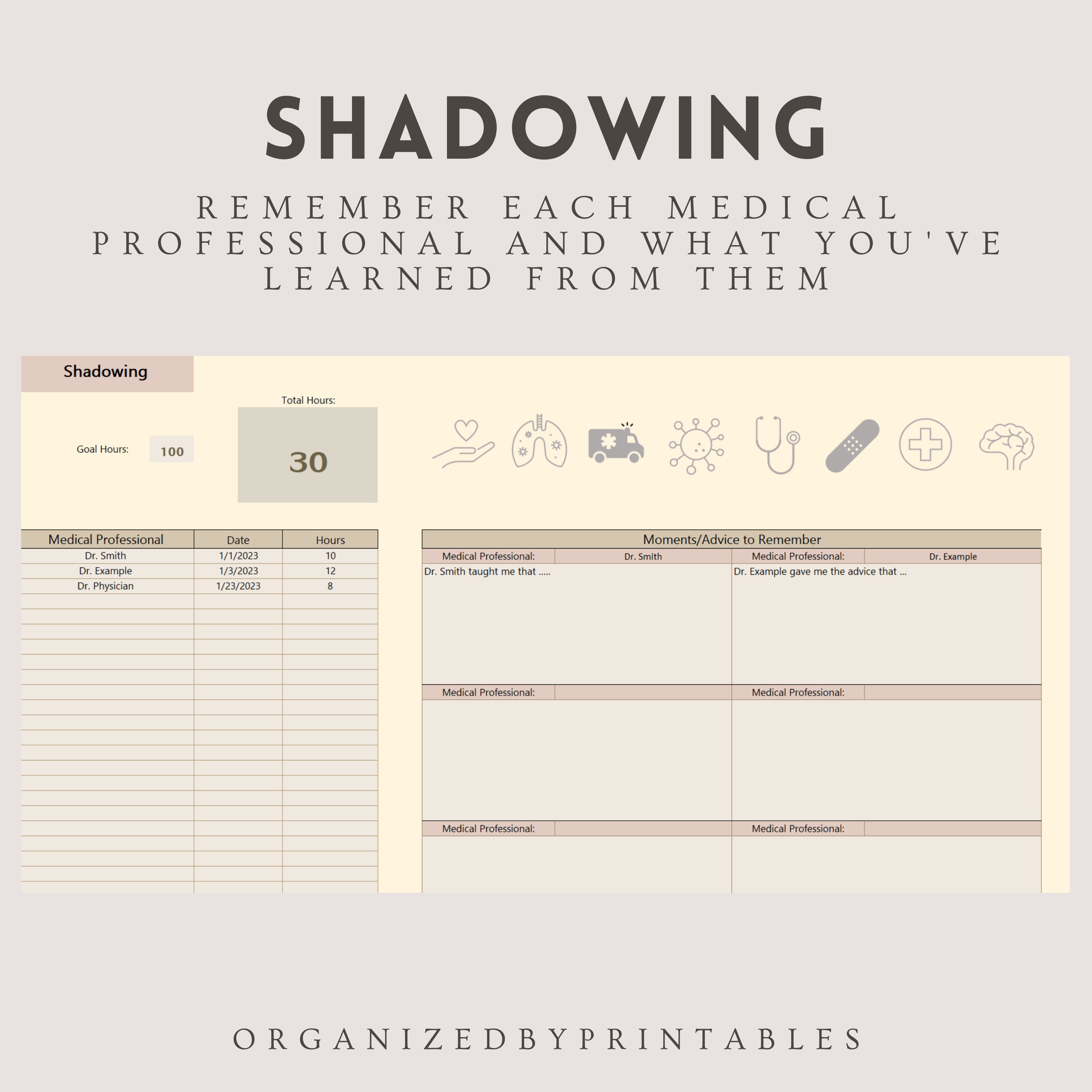 Exp Tracker Sample Pre-health Experience Tracker: Excel Template (digital Download) - Etsy