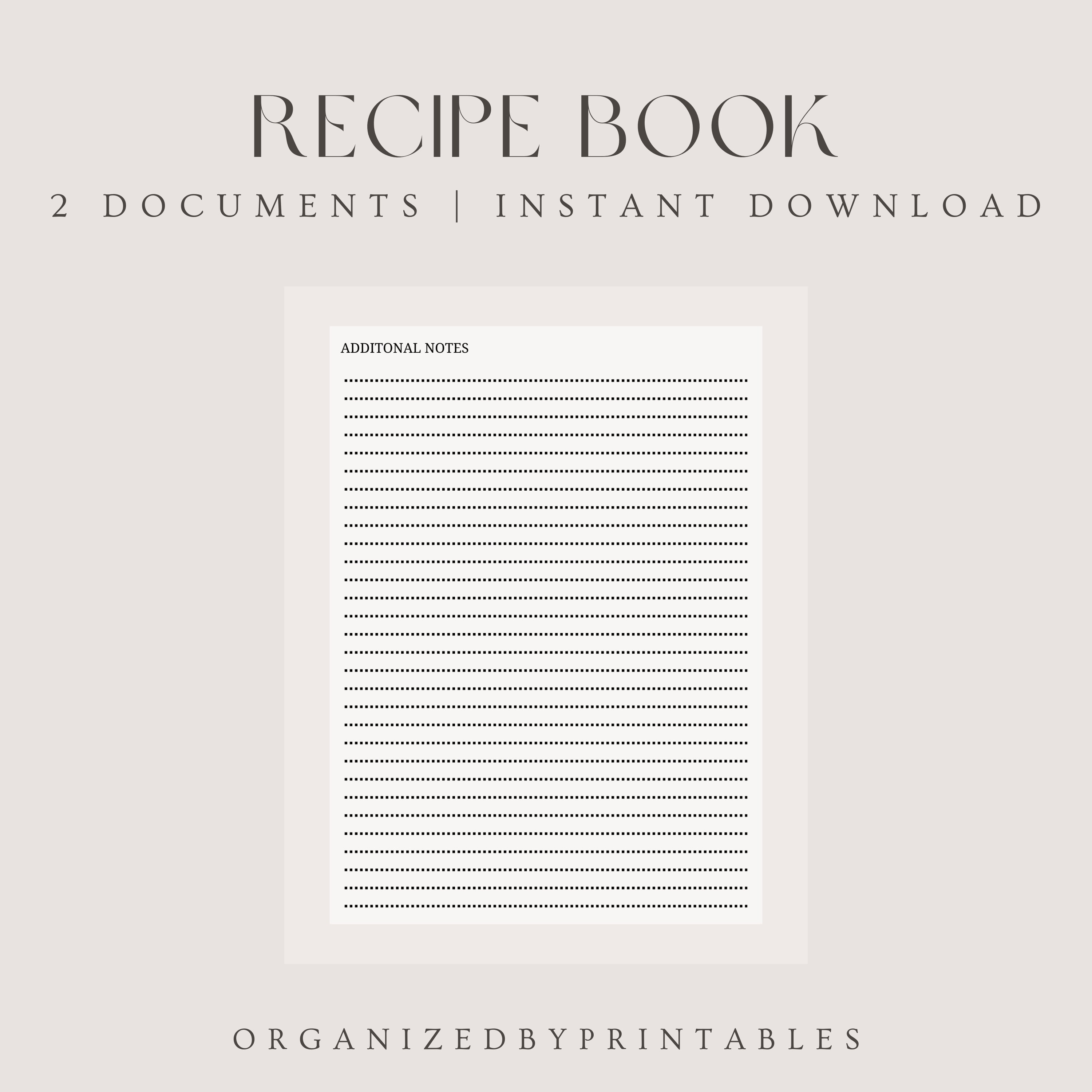 Printable Recipe Template | Instant Digital Download - Etsy