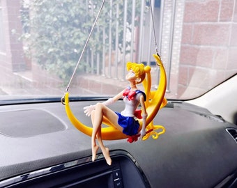 Swinging Anime Girl Car Ornament, Anime Girl Figure Accessories