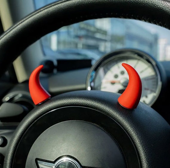 Steering Wheel Horns Sticker, Devil Horns Steering Wheel Cover 