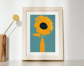 Mid-Century Modern Sunflower Wall Art