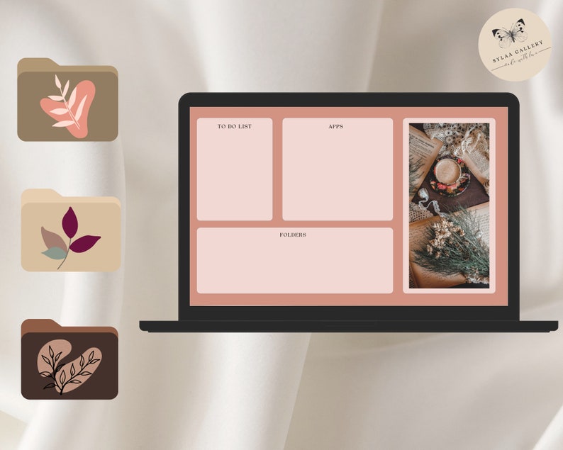 100 DESKTOP ORGANIZER, Folder Icons, Boho Desktop Organizer Aesthetic Wallpaper Imac Windows