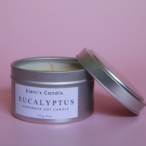 Eucalyptus Candle | Hand-Poured | Soy Wax | Aromatherapy Fragrance | 4 oz Tin