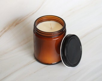 Wholesale Amber Glass Jar Candles | 9 oz Soy Wax, Unlabeled (12 pack)