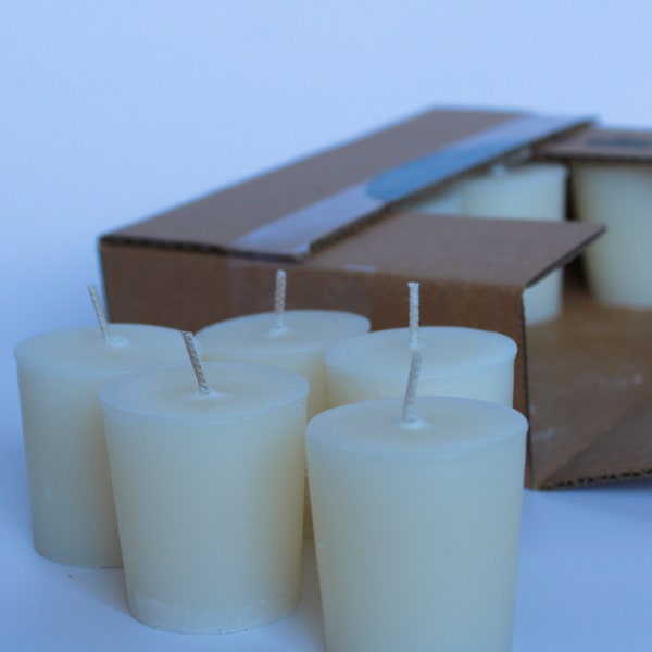 Unscented Soy Blend Votive Candles | Hand-Poured, Lead-Free Wick | Weddings, Parties, Events | White & Ivory Options Available