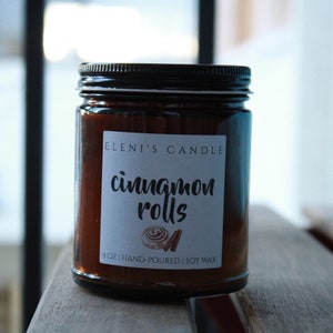 Cinnamon Rolls Soy Candle | Amber Jar Candle | Cinnamon Bun Scented Candles | Cinnamon Candle | Dessert Candles | Cinnamon Roll Candle