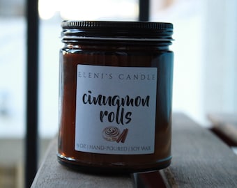 Cinnamon Rolls Soy Candle | Amber Jar Candle | Cinnamon Bun Scented Candles | Cinnamon Candle | Dessert Candles | Cinnamon Roll Candle
