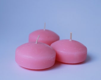 Pink Floating Candles - 2 Inch Unscented Wax, Party Decor