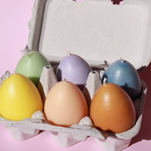 Paaseierenkaars | Set van 6 | Sojawasmix | Paasdecoraties, paaskaars | Meerdere kleuren beschikbaar