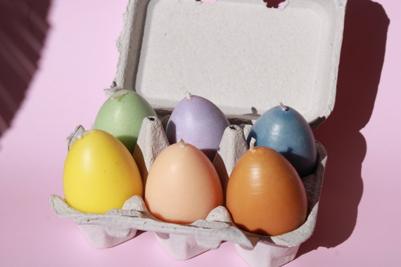 Candele Uovo Di Pasqua - 4 Pezzi Con Motivi Filigrana | Verde, Rosa, Giallo | Decorazione Tavola Pasquale - Foto 8