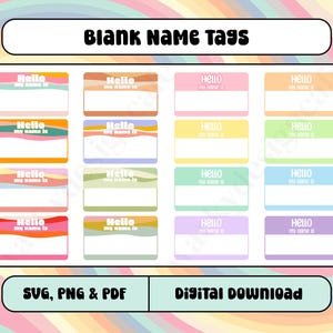 Hallo mein Name ist | Blanko Namensschilder | Bunte Namensschilder | Digitale Namensschilder