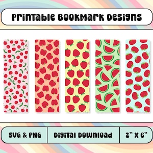 Printable Bookmarks - Digital Download - Fruit Bookmarks - Digital Bookmarks - Bookmark Set
