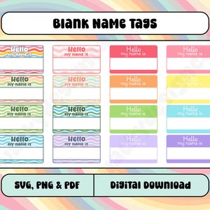 Hello my name is | Blank Name Tags | Colorful Name Tags | Digital Name Tags