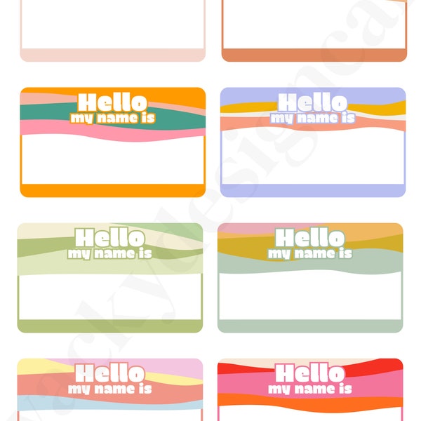 Hello my name is | Blank Name Tags | Colorful Name Tags | Digital Name Tags