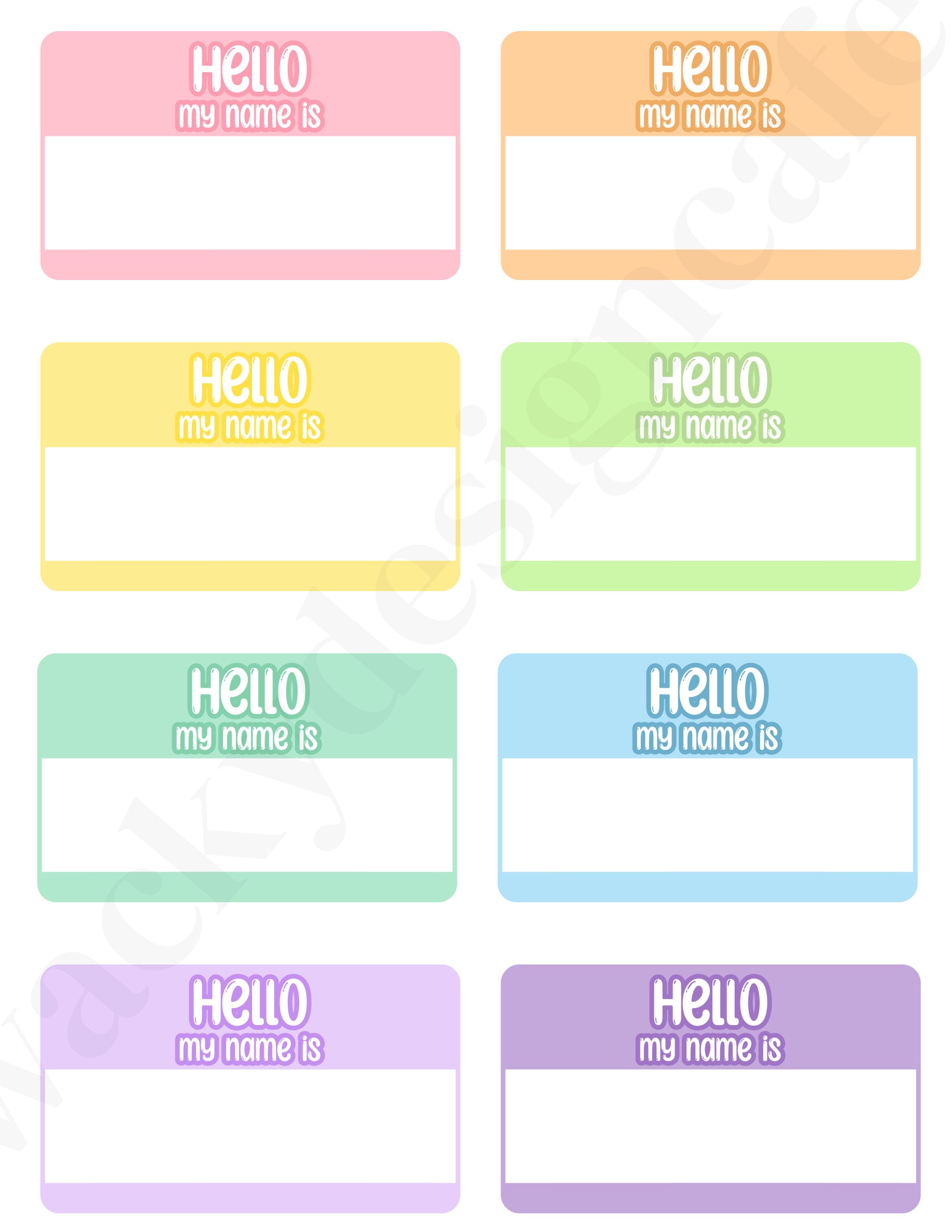 Hello my name is blank name tags colorful name tags digital name