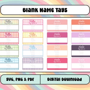 Hello my name is | Blank Name Tags | Colorful Name Tags | Digital Name Tags