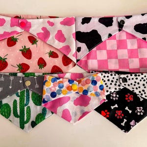 Reversible Dog Bandana: Snap-On Pet Scarf, Pick Your Prints
