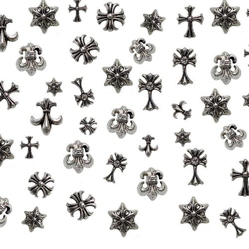 Silver Chrome Hearts Nail Charms Etsy