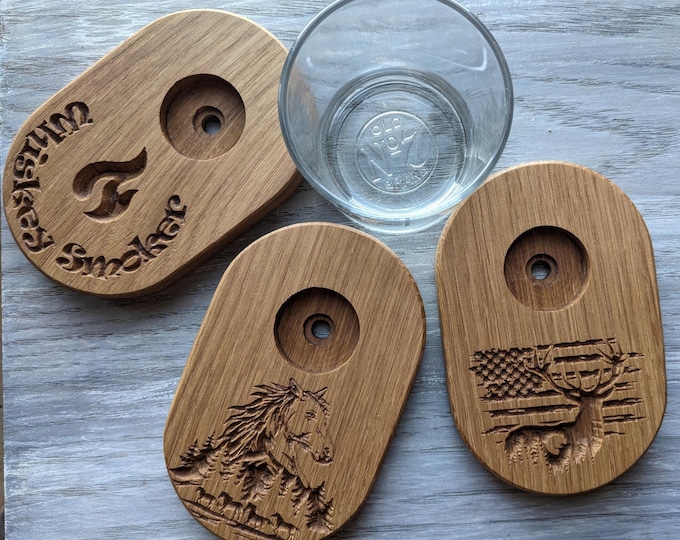 Handmade White Oak Whiskey Smoker Kit: Bourbon Cocktail Barware Gift