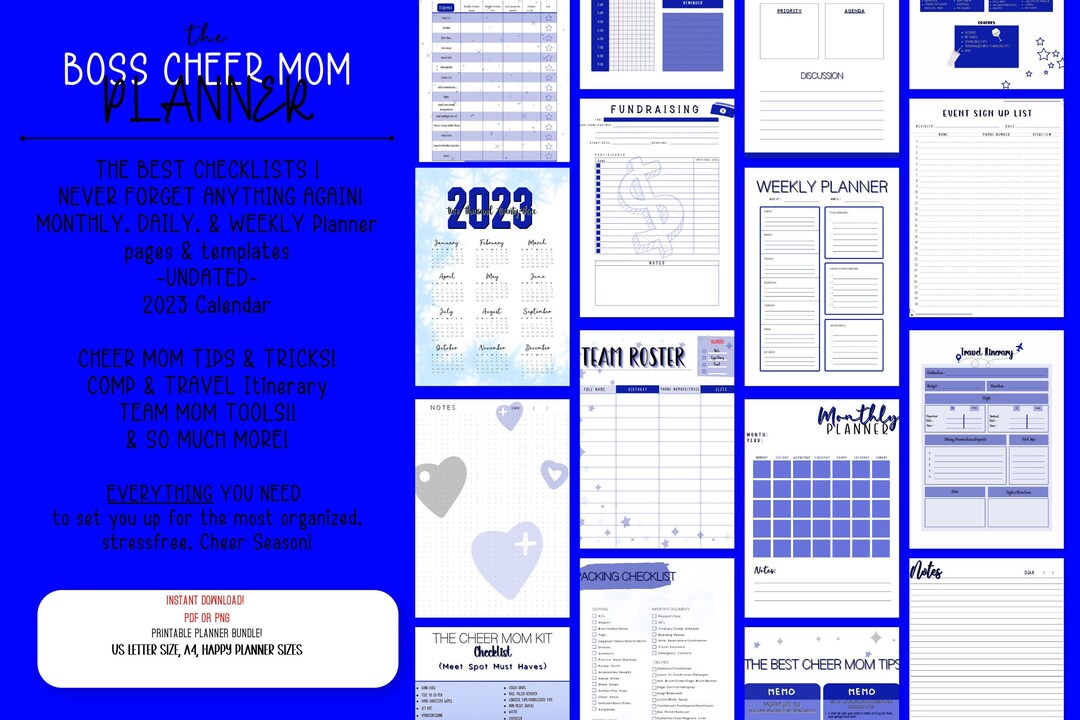 Printable Blue & Black Cheer Mom Planner Bundle/digital Planner/printable Planner/planner Bundle