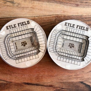 3D Kyle Field coasters set of 2, decorative pieces, wood coasters, 4 layer Kyle Field, college station, TX, Aggie gift
