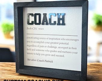 Coach gift for end of season, personalized coach definition shelf sitter or wall hanging