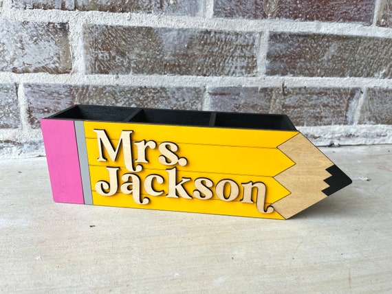 Teacher Gift Custom Pencil Holder With Pen Pencils and