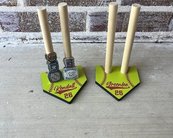 Softball Ring Display Homeplate double rod custom name team gift