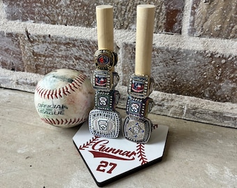Custom Baseball/Softball Ring Display: Home Plate, Engraved Team Name