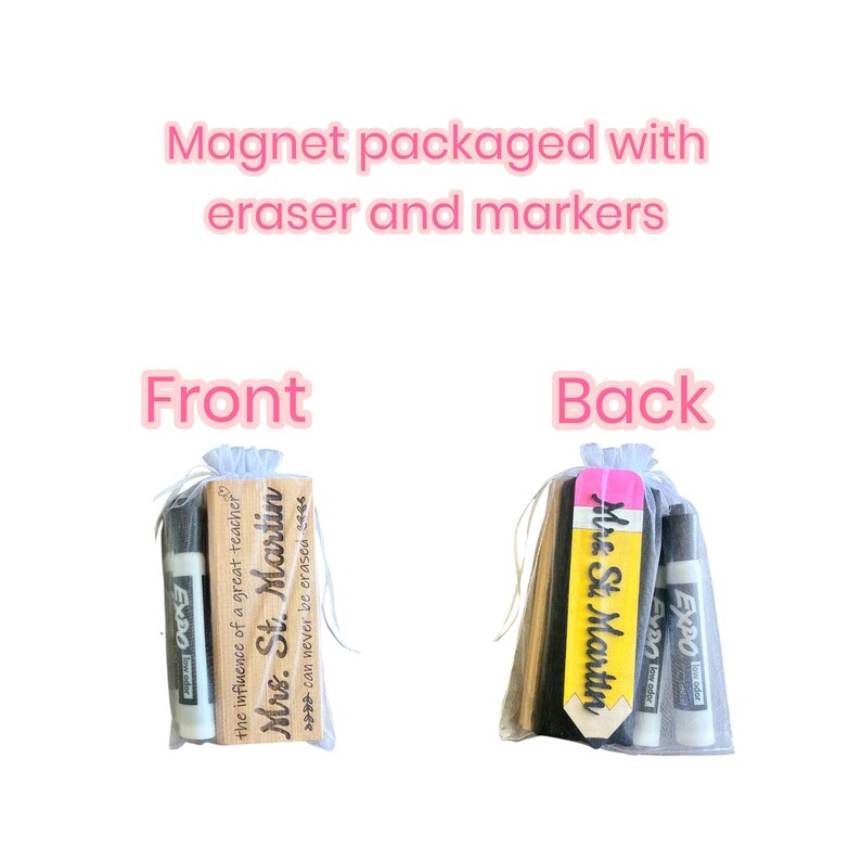 Teacher gift custom post it note holder with pen and/or custom white board eraser and markers image 4
