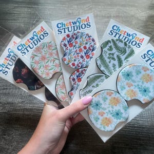 Floral Car Coasters, Set of Two Flower Coaster, Vehicle Accessories, Cute Truck Cup Holder Decoration, Nature Gift for New Drivers