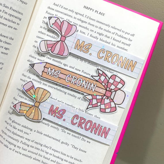 Personalized Teacher Magnetic Bookmark, Double Sided Holographic Custom Appreciation Gift, School Teacher Present, Reading Gift for Her